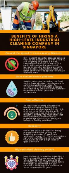 There are many benefits to hiring a high-level industrial cleaning company. They will have the experience and expertise to clean your industrial facility quickly and efficiently. They will also be able to handle any special cleaning needs that you may have. In addition, they will be able to provide you with a wide range of services that can help to keep your facility clean and safe.

Read more about industrial cleaning services Singapore.