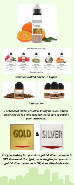 One Of The Best Premium Gold & Silver - E Liquid


Are you looking for  premium gold & silver - e liquid in UK? You are at the right place.We give you premium gold & silver - e liquid in UK,at an affordable rate.
For more details, please visit at https://www.ichorliquid.co.uk/products/b-h-e-liquid