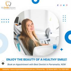 Transform your smile and boost your confidence with the best dentist in Parramatta! At Mysmiledoctors, we are dedicated to providing top-notch dental care that will leave you smiling from ear to ear. 

https://www.mysmiledoctors.com.au/

Our team of skilled professionals is committed to ensuring your comfort while delivering exceptional results. Whether you need a routine check-up, teeth whitening, or a complete smile makeover, we've got you covered! 

Say goodbye to dental anxiety as our friendly staff will guide you through every step of your treatment, making sure you feel at ease throughout the process. 

Don't settle for anything less than perfection when it comes to your oral health. Book an appointment with us today and experience the difference of having the best dentist in Parramatta by your side. Your smile deserves it!  #Mysmiledoctors #DentistParramatta #BestDentist