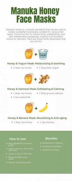 Manuka honey is also called liquid gold because of its great nutritional content. It is widely used as a sweetener, an alternative medicine, and even in beauty products. Yes, you read that right! It can be part of your beauty routine. It is used as a spot or scar treatment and a face mask.

If you want to try to make your own honey face masks, choose organic Manuka honey, as it offers more antibacterial and nutritional content. Make sure to read this Manuka Honey Buying Guide in Singapore. 
