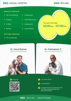 We are a leading multispecialty veterinary hospital in Delhi NCR offering expert pet care services. Visit our Uday Park clinic today! For bookings and inquiries, reach out to us at 9311560101 or https://dccpets.in/pet-clinic-in-delhi