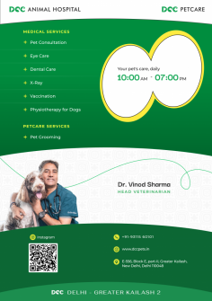 We are a leading multispecialty veterinary hospital in Delhi NCR offering expert pet care services. Visit our Greater Kailash clinic today! For bookings and inquiries, reach out to us at 9311560101 or https://dccpets.in/pet-clinic-in-delhi