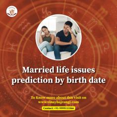 Are you facing problems in your married life and looking for solutions? Dr. Vinay Bajrangi, a renowned marriage astrologer, can help predict married life problems based on date of birth and resolve them.Don't let problems fester - consult him for expert predictions and solutions for a harmonious marriage today!

https://www.vinaybajrangi.com/marriage-astrology/married-life-issue
