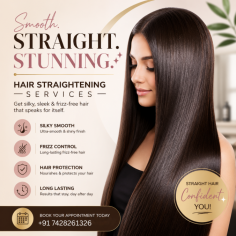 Get a polished and manageable look with professional Hair Straightening Services designed to smooth frizz, improve texture, and create long-lasting straight hair. Suitable for all hair types, this treatment helps enhance shine and makes daily styling easier while giving your hair a soft, silky finish. Using quality products and expert techniques, hair straightening delivers a neat and elegant appearance. Choose reliable hair straightening services for beautifully smooth and healthy-looking hair.