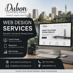Looking for a trusted website design agency in San Mateo? Dubon Consulting provides professional web design and development services tailored to help local businesses grow online. We create modern, mobile-responsive, and SEO-optimized websites that enhance your brand, improve user experience, and generate more leads. From custom business websites and e-commerce solutions to website redesigns and ongoing maintenance, our team delivers innovative digital solutions designed to meet your unique goals. With a focus on performance, functionality, and visual appeal, we help businesses in San Mateo establish a strong online presence and stay ahead of the competition.