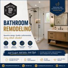 Transform your bathroom into a beautiful, functional, and modern space with Pacific Construction, your trusted choice for bathroom remodeling in Millbrae. Our experienced team specializes in complete bathroom renovations, including custom vanities, shower upgrades, tile installation, flooring, lighting, and space optimization. We focus on quality craftsmanship, attention to detail, and personalized designs that match your style and budget. Whether you're looking for a luxurious master bathroom makeover or a practical update for your family bathroom, Pacific Construction delivers reliable remodeling solutions that enhance comfort, value, and aesthetics. Contact us today to bring your dream bathroom to life in Millbrae.