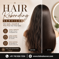 Achieve sleek, straight, and manageable hair with professional Hair Rebonding Services. This advanced treatment restructures your hair to create a smooth, frizz-free finish while enhancing shine and softness. Ideal for those with curly, wavy, or unruly hair, rebonding delivers long-lasting results that make daily styling easier. With expert application and quality products, hair rebonding helps you enjoy a polished, elegant look with beautifully straight hair that lasts.