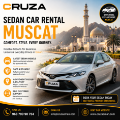 Looking for a dependable sedan car rental in Muscat? Our fleet of modern sedan cars offers the perfect balance of comfort, fuel efficiency, and style for business trips, family vacations, and everyday travel across Oman. Choose from well-maintained, fully insured sedans that deliver a smooth driving experience on city roads and highways alike. With flexible daily, weekly, and monthly rental plans, competitive pricing, airport pickup and drop-off, transparent rates with no hidden fees, and 24/7 customer support, renting a sedan has never been easier. Whether you're exploring Muscat, attending business meetings, or planning a road trip to Nizwa, Sur, or Salalah, our premium sedans ensure a safe and comfortable journey.